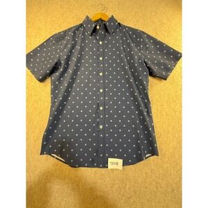 Rugby University Mens Navy Ship Wheel Print Short Sleeve Stretch Shirt Med